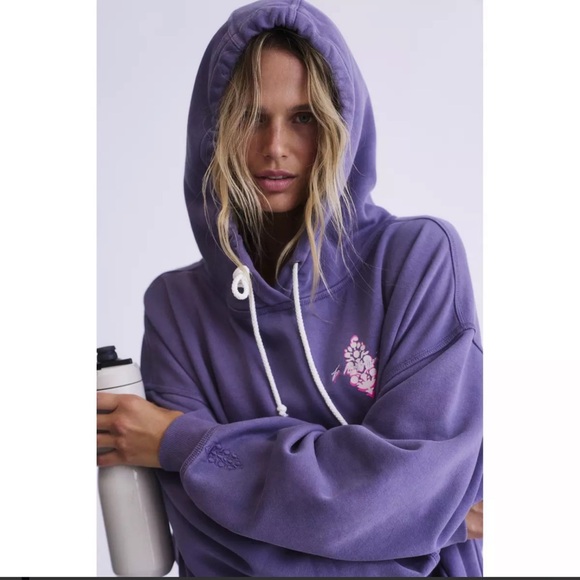 NWT Free People Movement Final Call Front Logo Hoodie in graphite combo - Picture 1 of 6